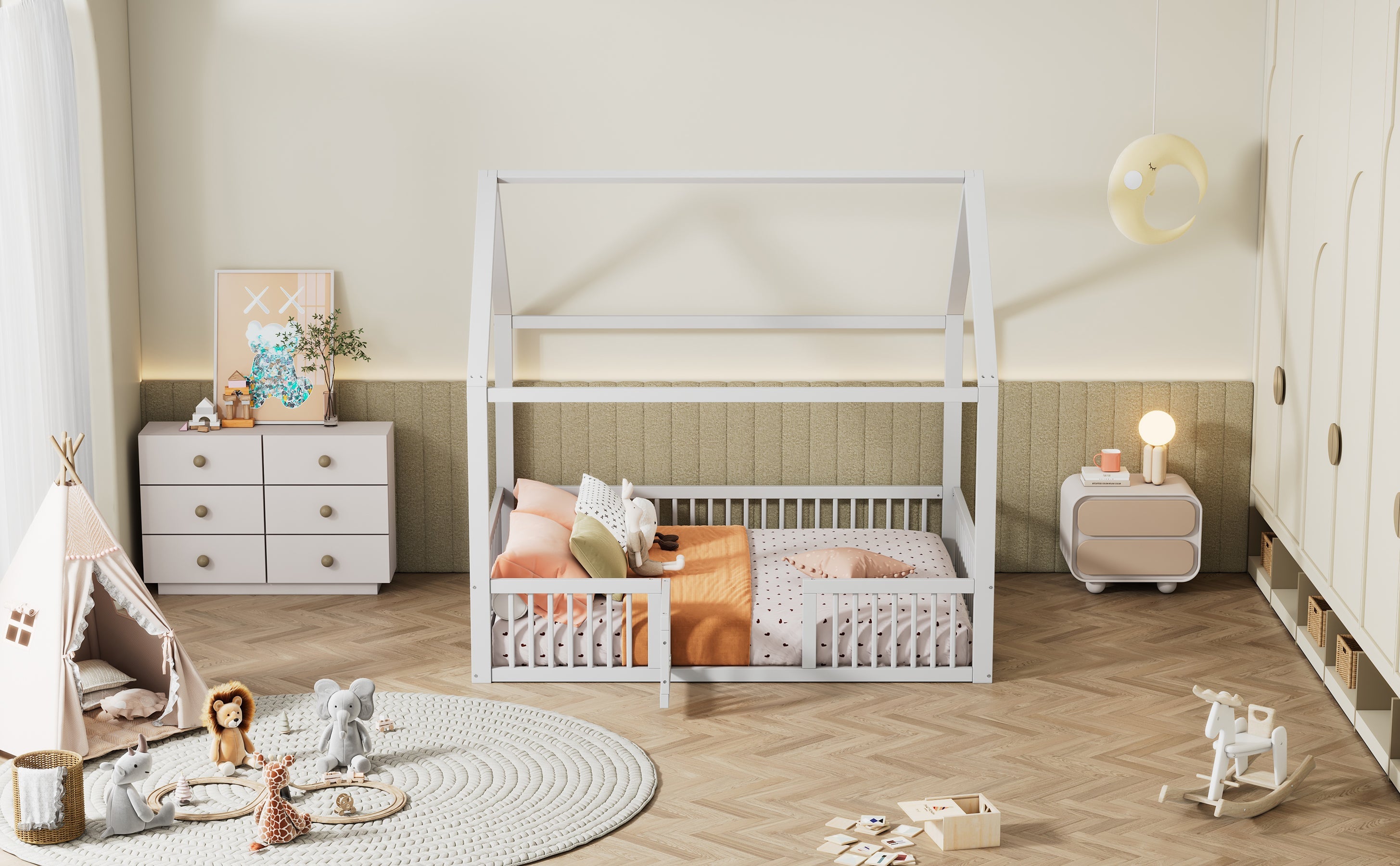 Logidon huisbed 140x200 cm witte massief houten deur