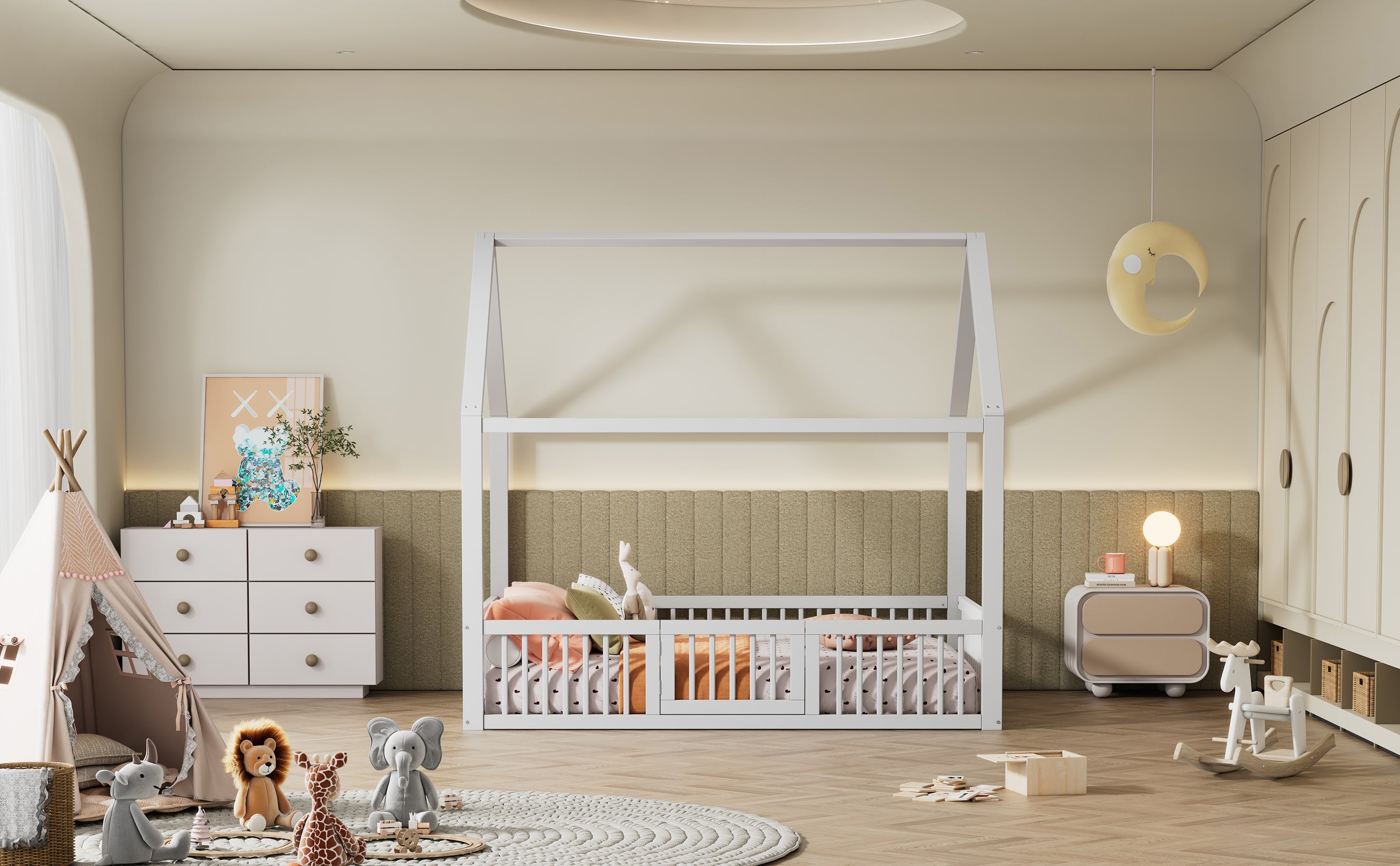 Logidon huisbed 140x200 cm witte massief houten deur