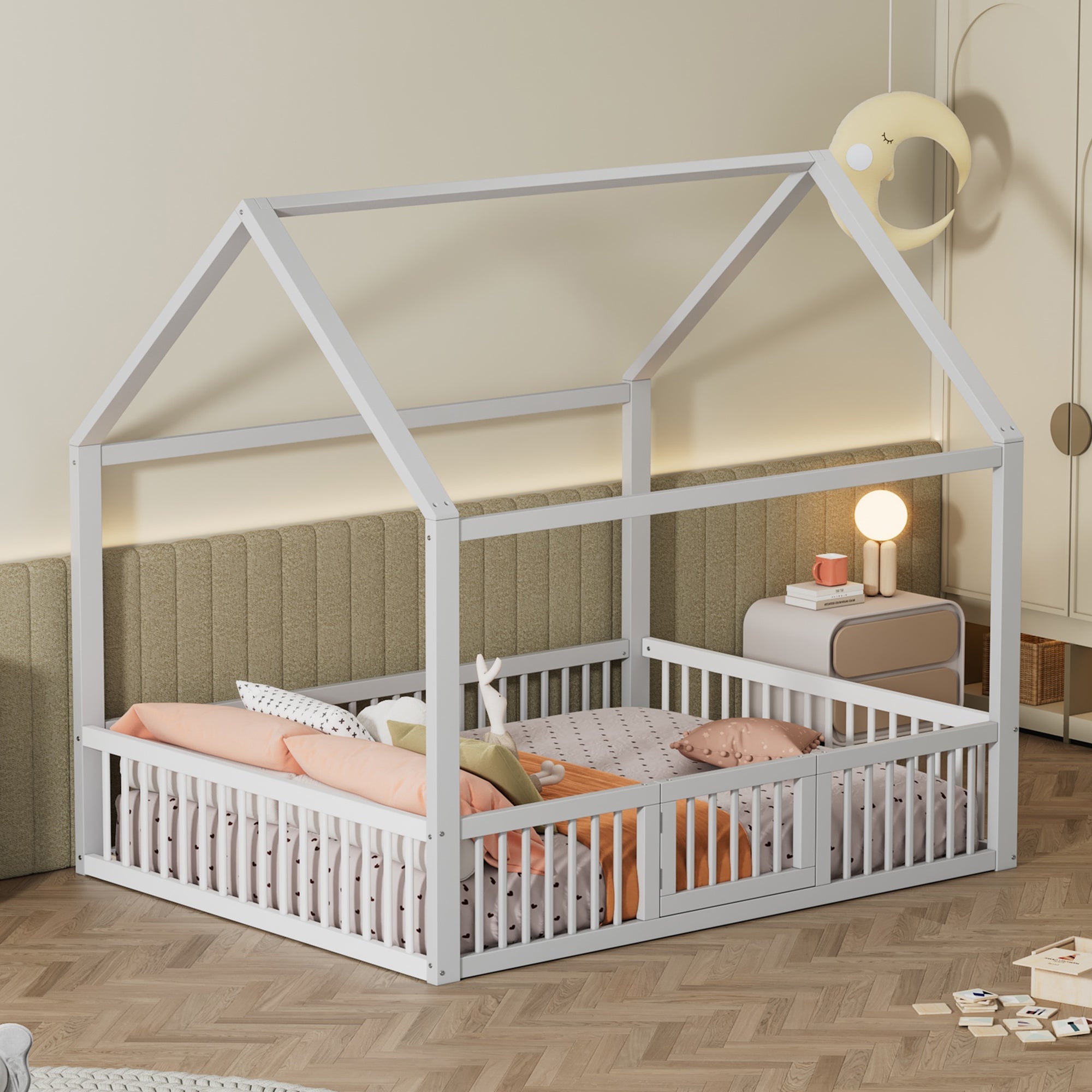 Logidon huisbed 140x200 cm witte massief houten deur