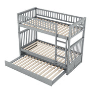 Logidon stapelbed 90x200cm grijs driepersoonsbed met uitschuifbaar bed en trap