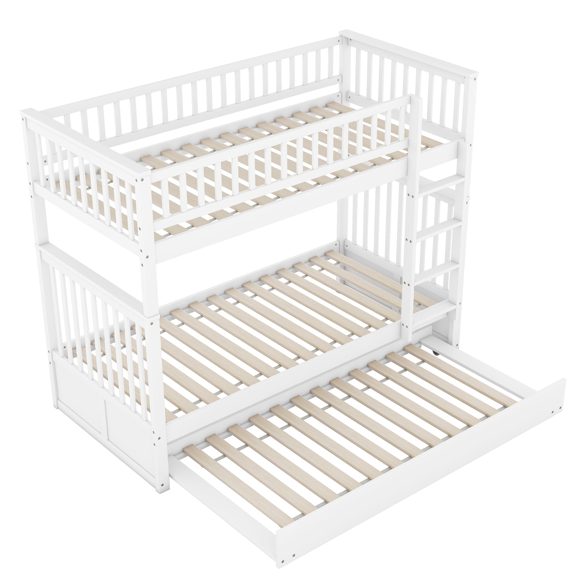 Logidon stapelbed driepersoonsbedden 90x200 cm wit met uitschuifbaar bed