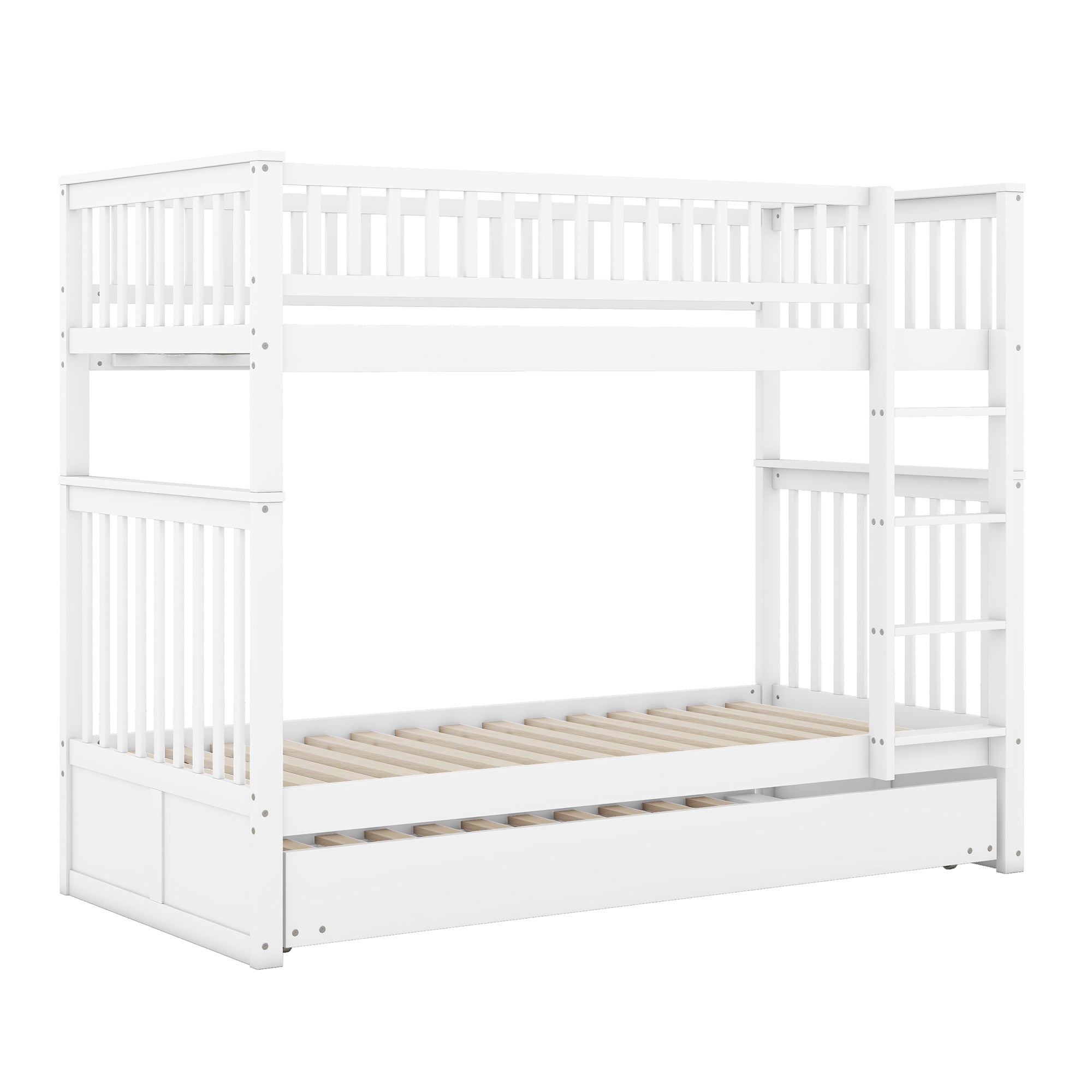 Logidon stapelbed driepersoonsbedden 90x200 cm wit met uitschuifbaar bed
