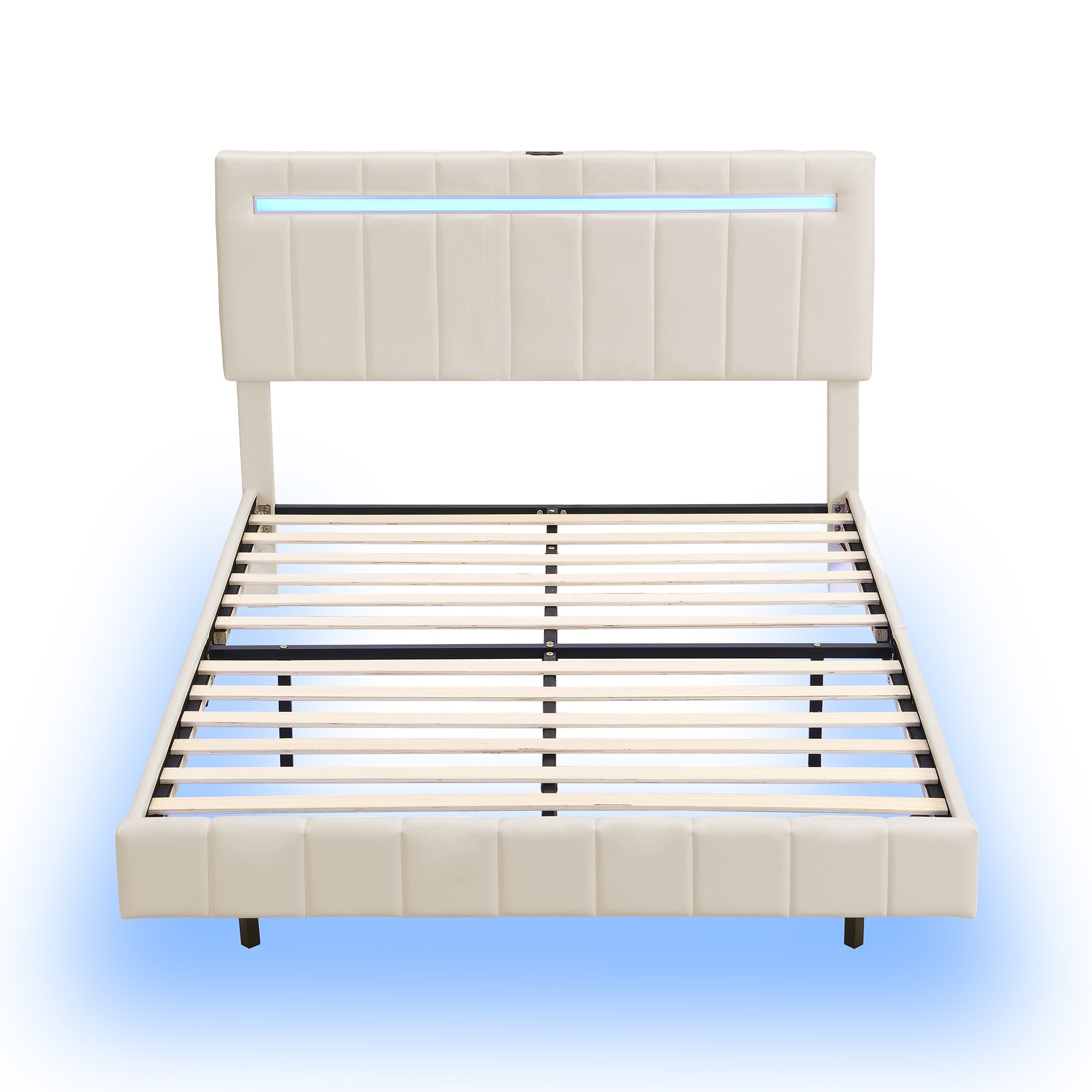 Logidon gestoffeerd bed 140 x 200 cm met LED hoofdbord design beige