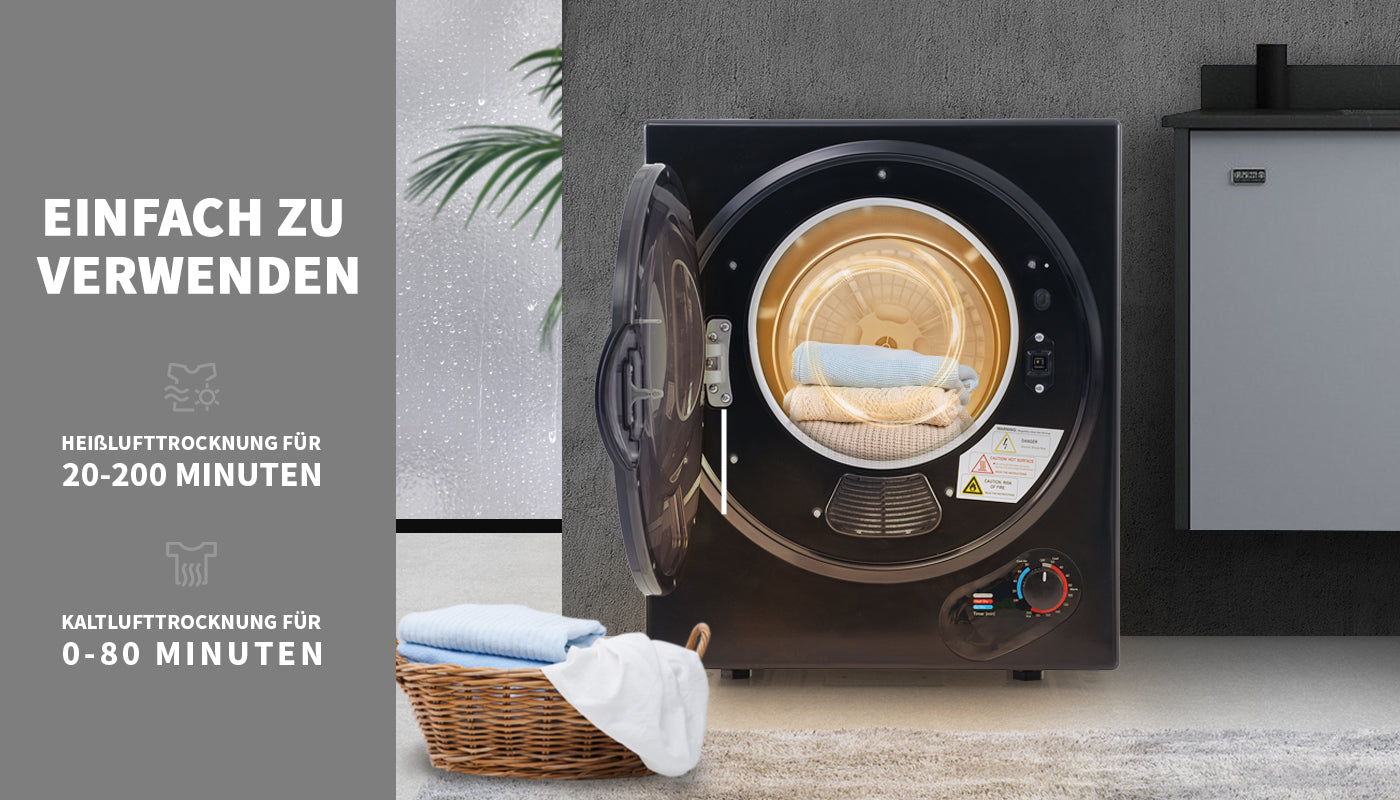 Logidon Mini Droger 2,5 kg Zwart Wandmontage met 200 Min Timer