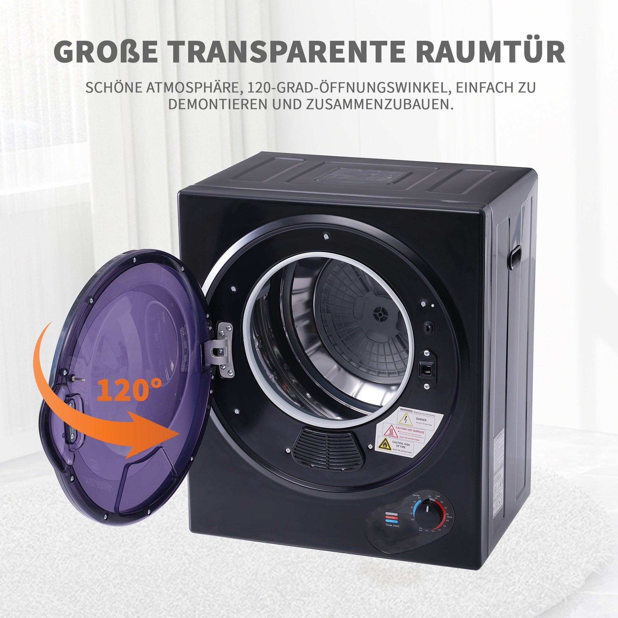 Logidon Mini Droger 2,5 kg Zwart Wandmontage met 200 Min Timer