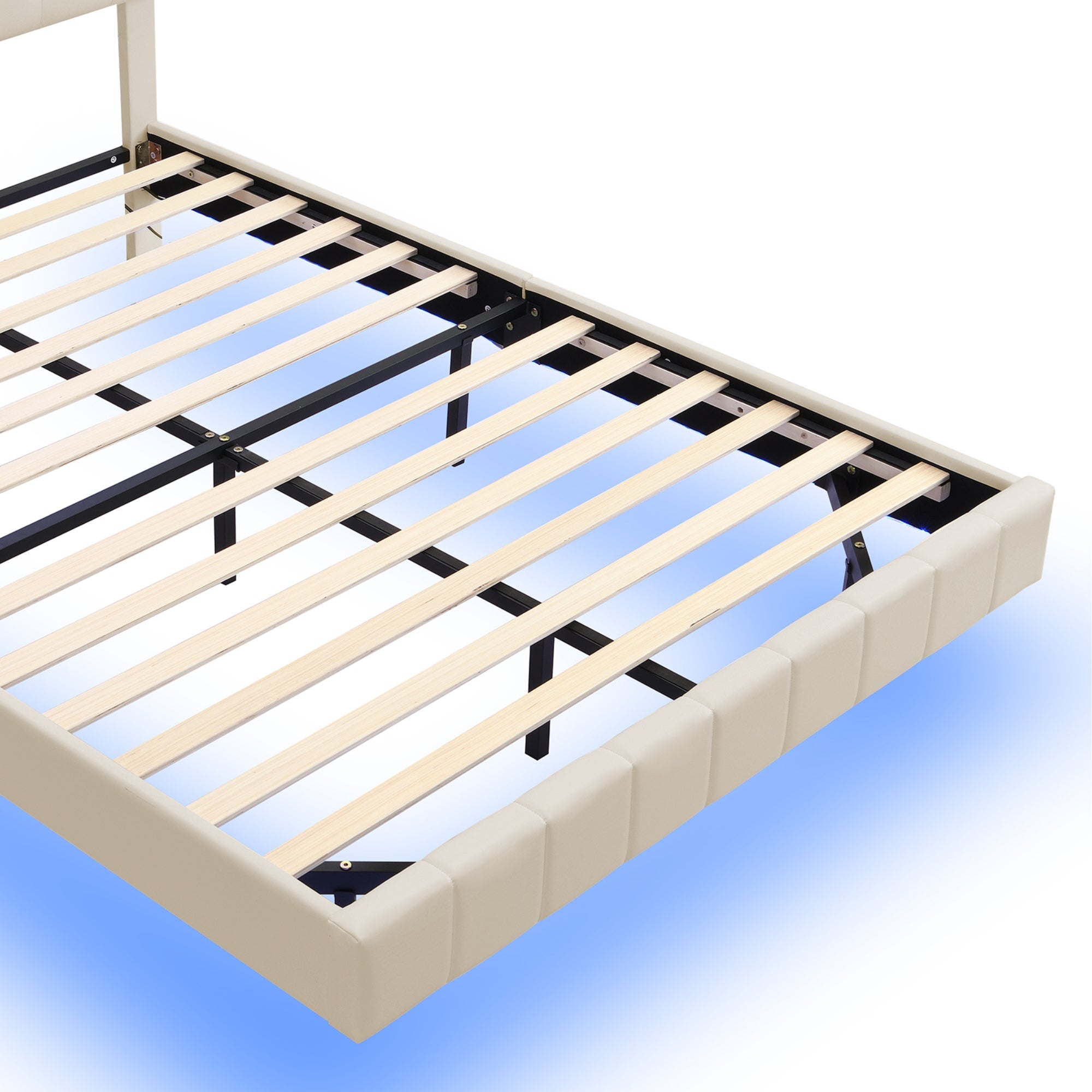 Logidon gestoffeerd bed 140 x 200 cm met LED hoofdbord design beige