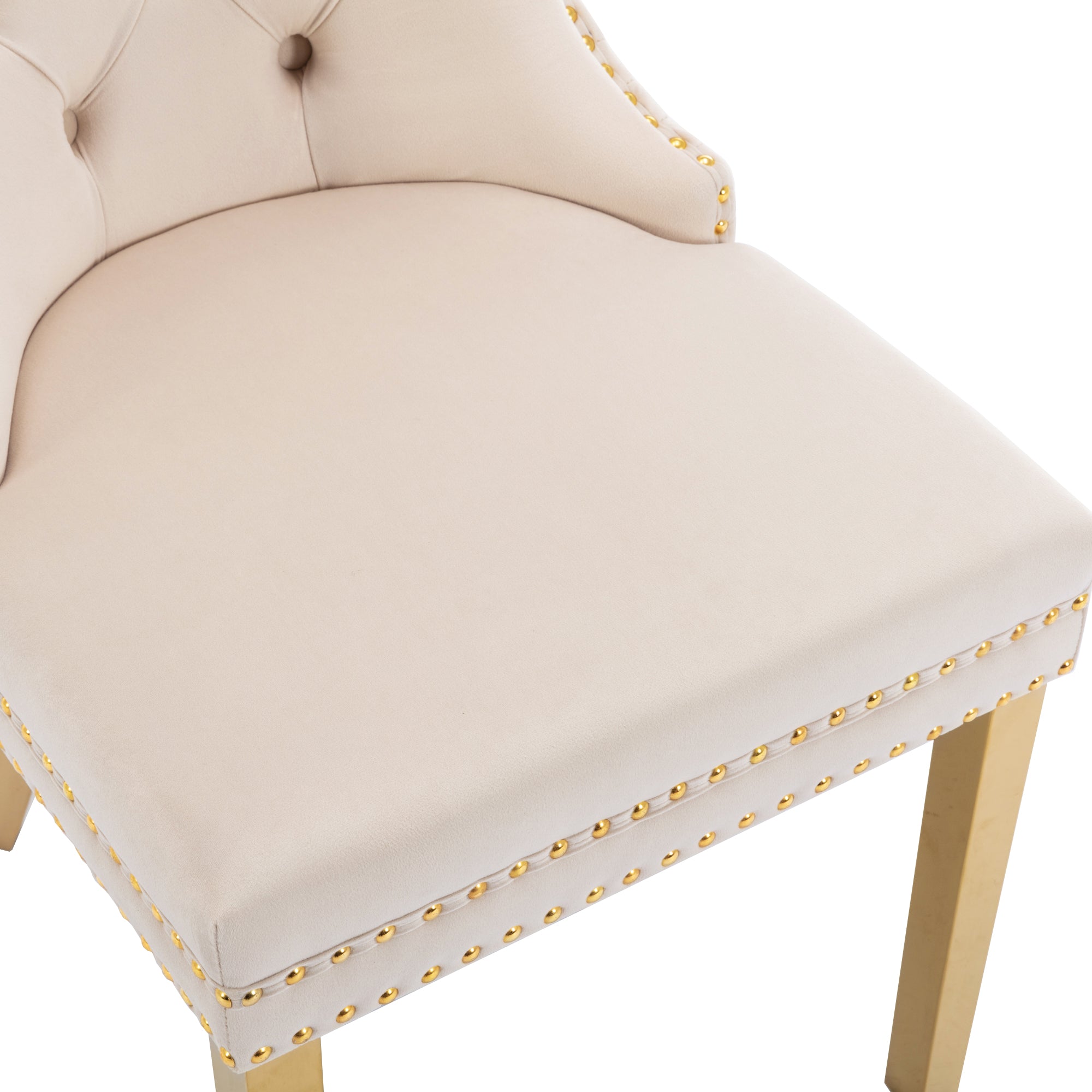 Logidon eetkamerstoelenset beige goud met deurklopper en spijkerkopafwerking