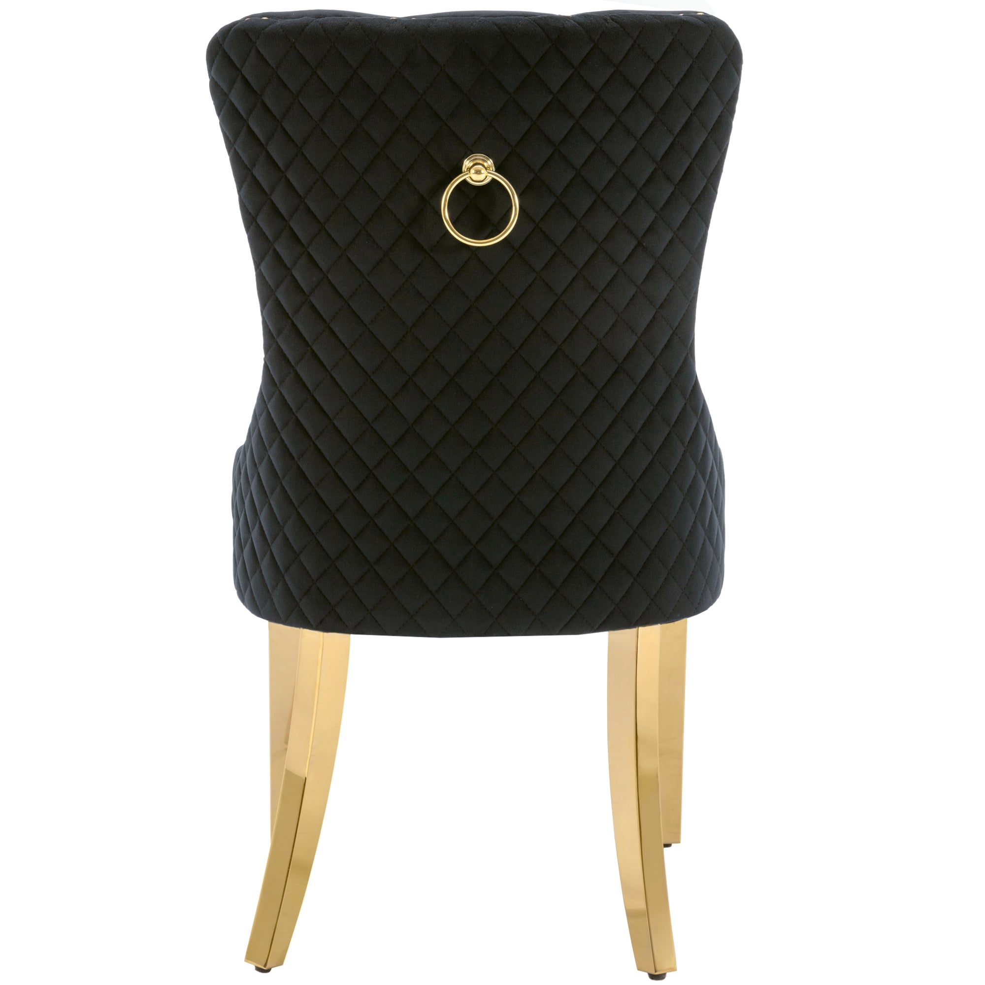 Logidon Dining Chair Set of Two Black Gold Velvet with Nail Head Trim