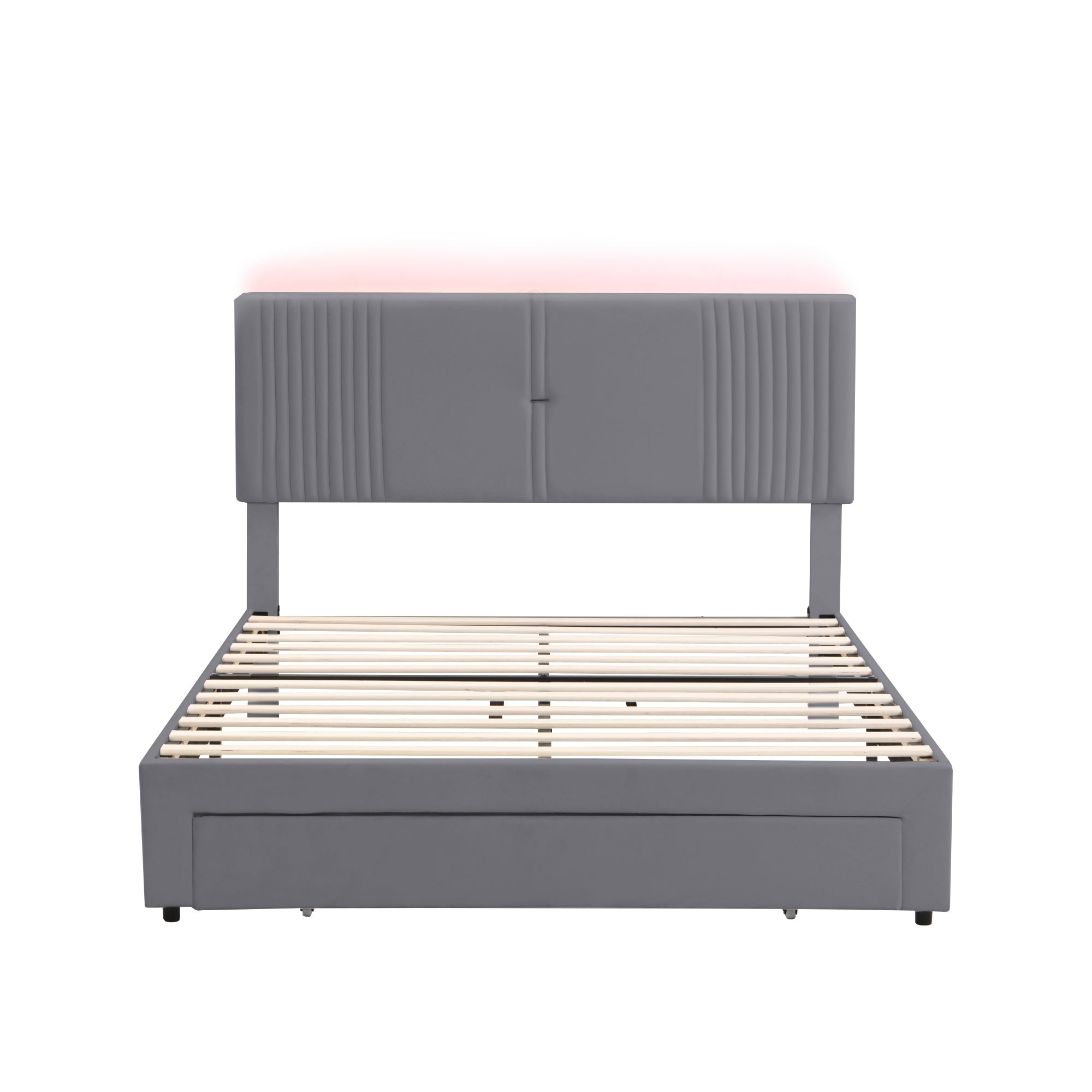 Logidon gestoffeerd bed 140x200 cm met LED lichtstrip USB aansluiting grijs