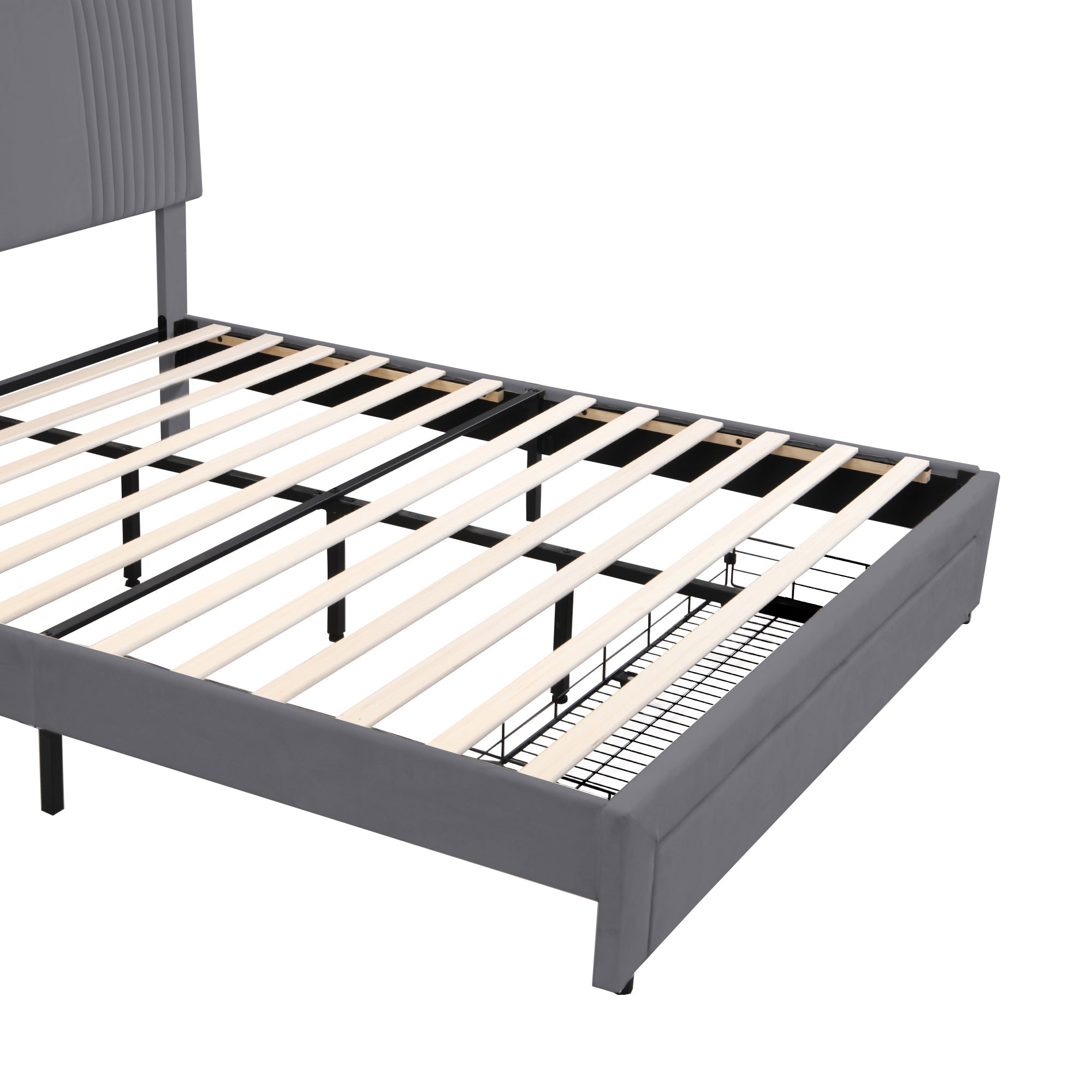 Logidon gestoffeerd bed 140x200 cm met LED lichtstrip USB aansluiting grijs