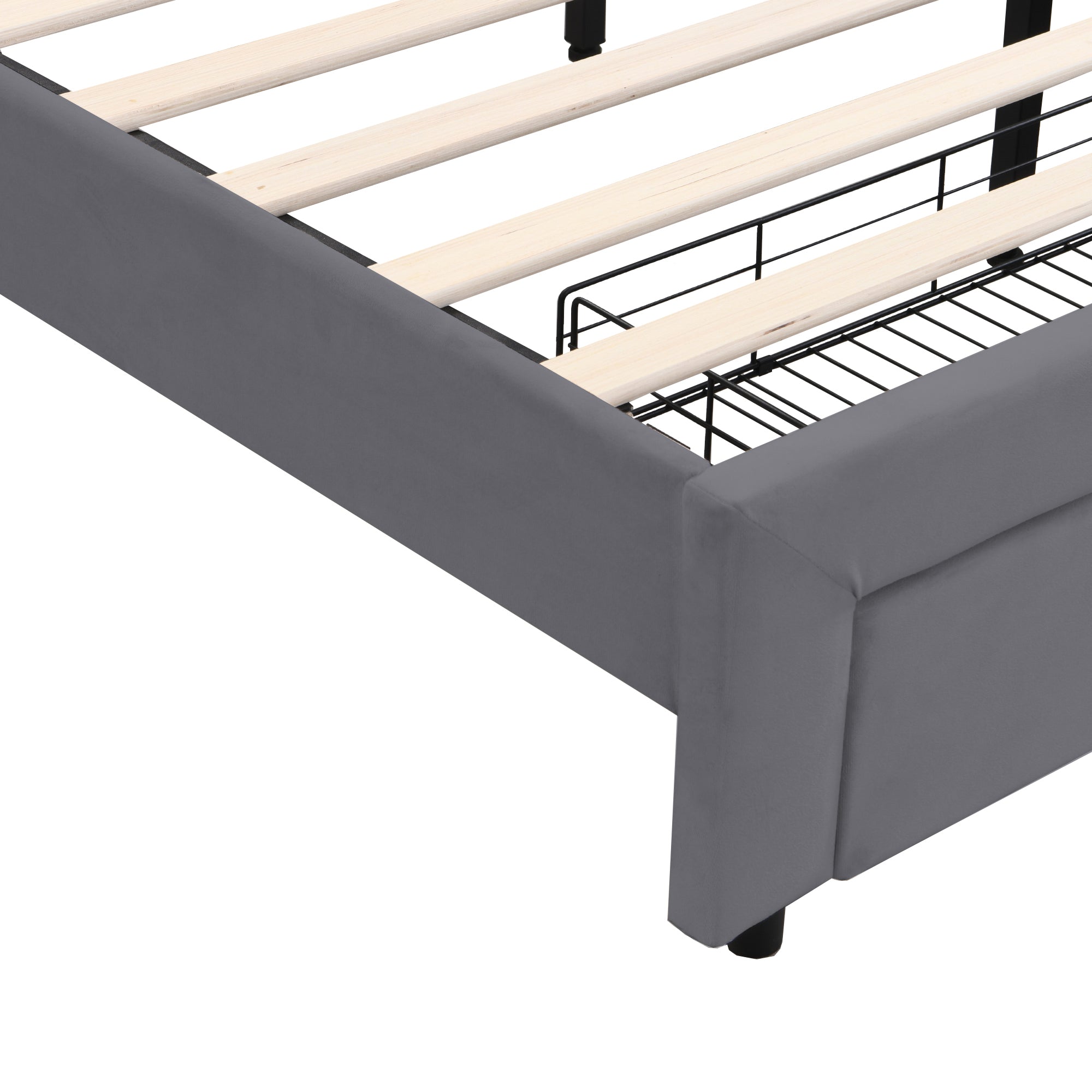Logidon gestoffeerd bed 140x200 cm met LED lichtstrip USB aansluiting grijs