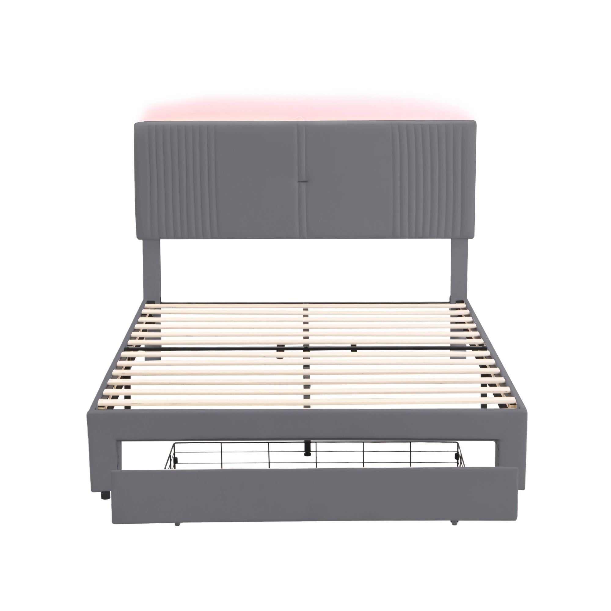 Logidon gestoffeerd bed 140x200 cm met LED lichtstrip USB aansluiting grijs