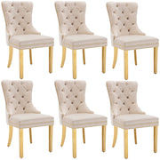 Logidon eetkamerstoelenset beige goud met deurklopper en spijkerkopafwerking