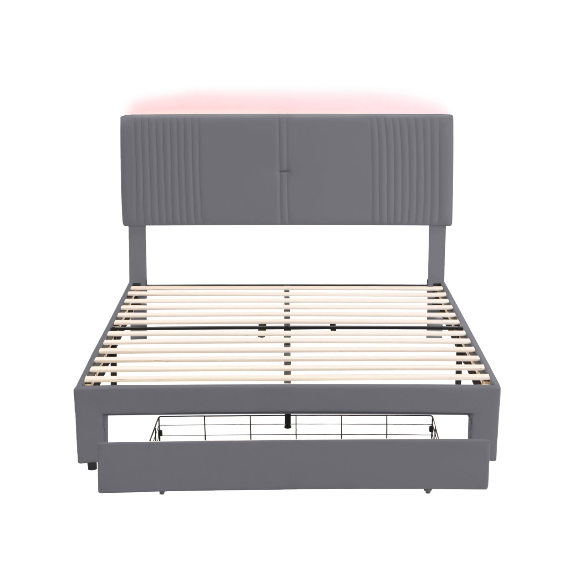 Logidon gestoffeerd bed 160x200 cm met lichtstrip en USB rugleuning grijs