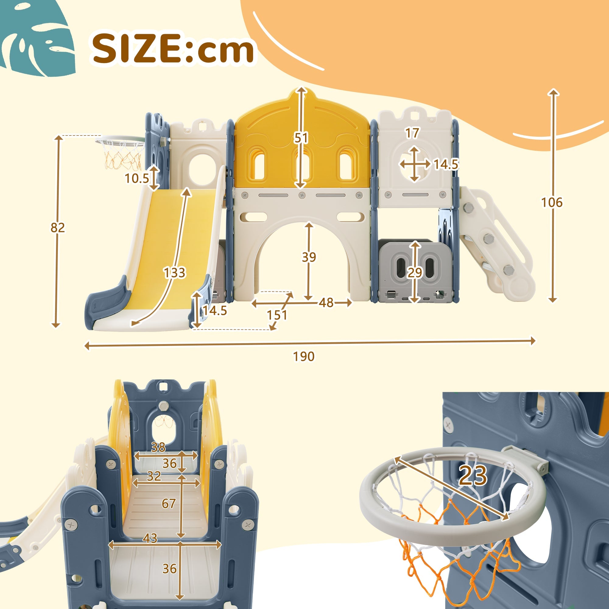 Logidon Castle Slide 6-in-1 Klimspeelgoed Blauw HDPE