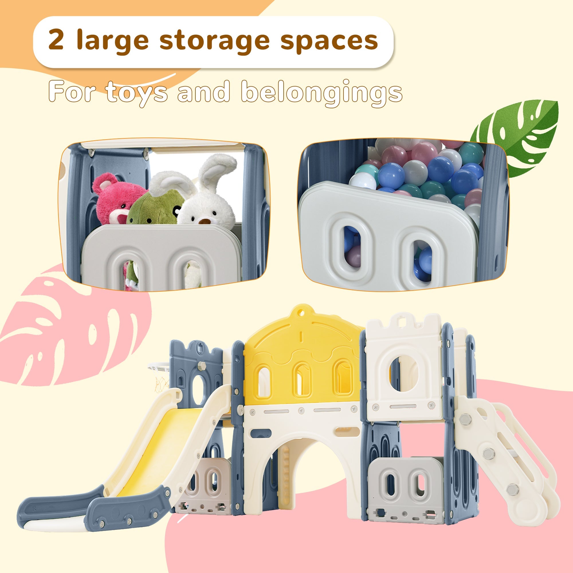 Logidon Castle Slide 6-in-1 Klimspeelgoed Blauw HDPE