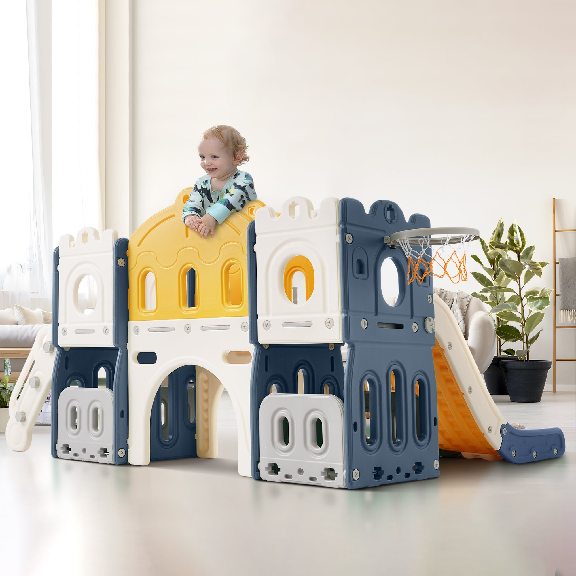 Logidon Castle Slide 6-in-1 Klimspeelgoed Blauw HDPE