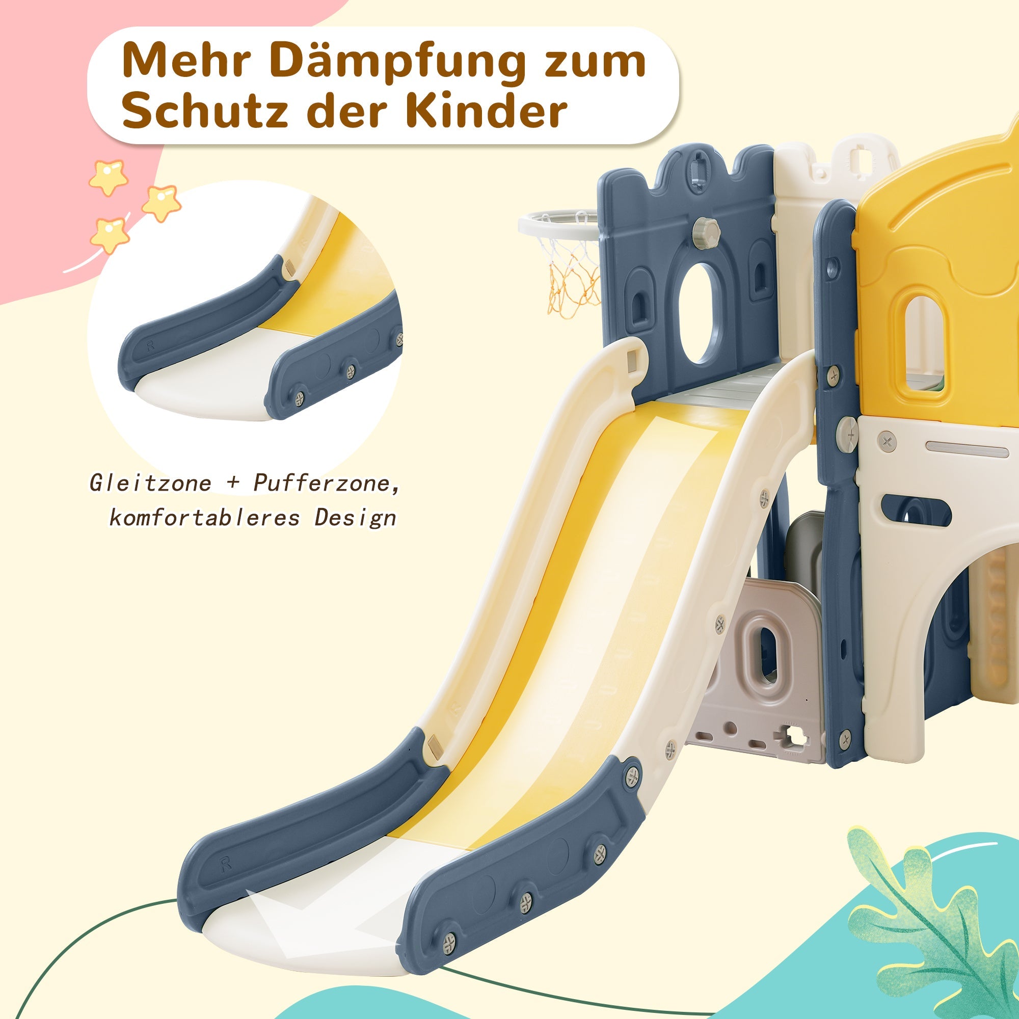 Logidon Castle Slide 6-in-1 Klimspeelgoed Blauw HDPE