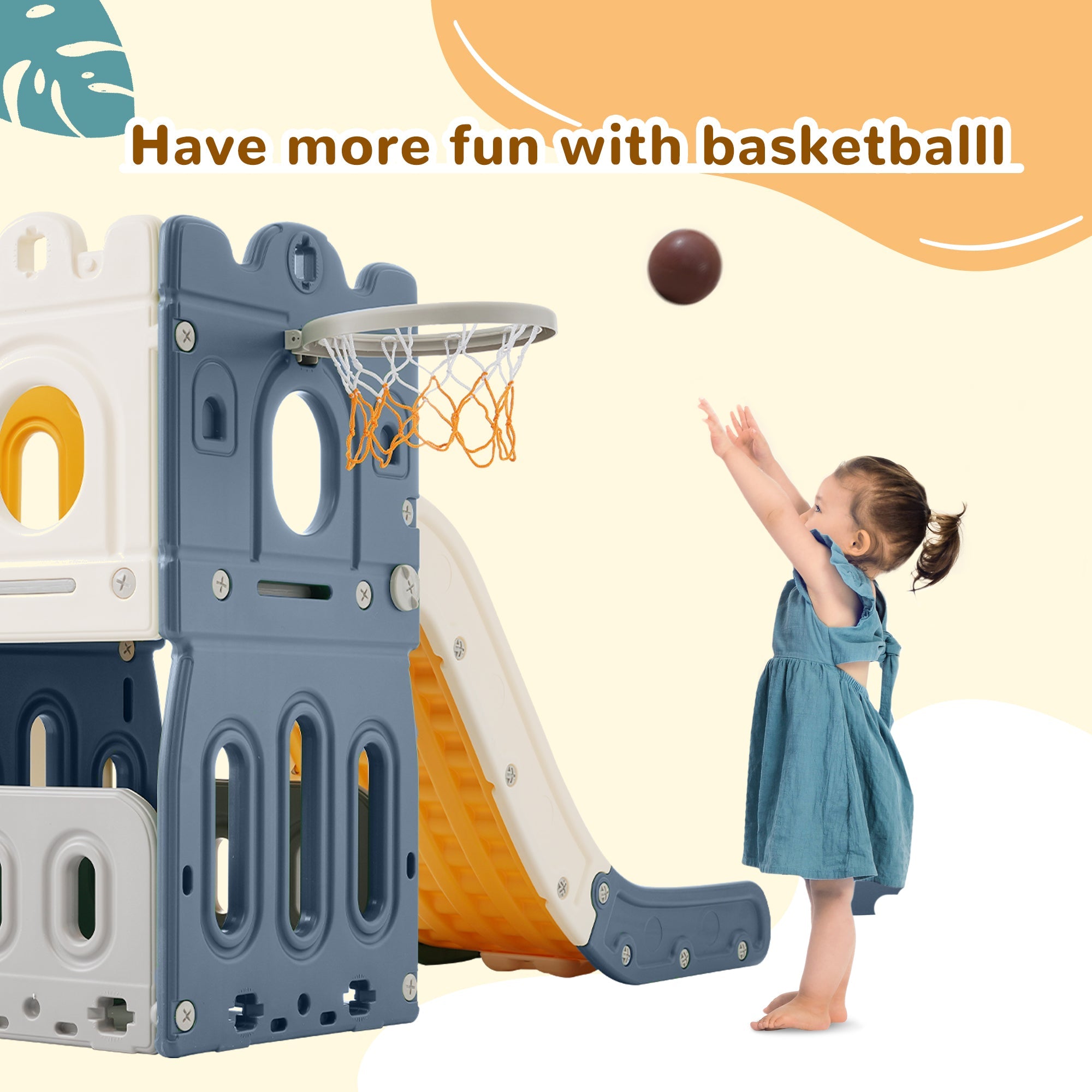 Logidon Castle Slide 6-in-1 Klimspeelgoed Blauw HDPE
