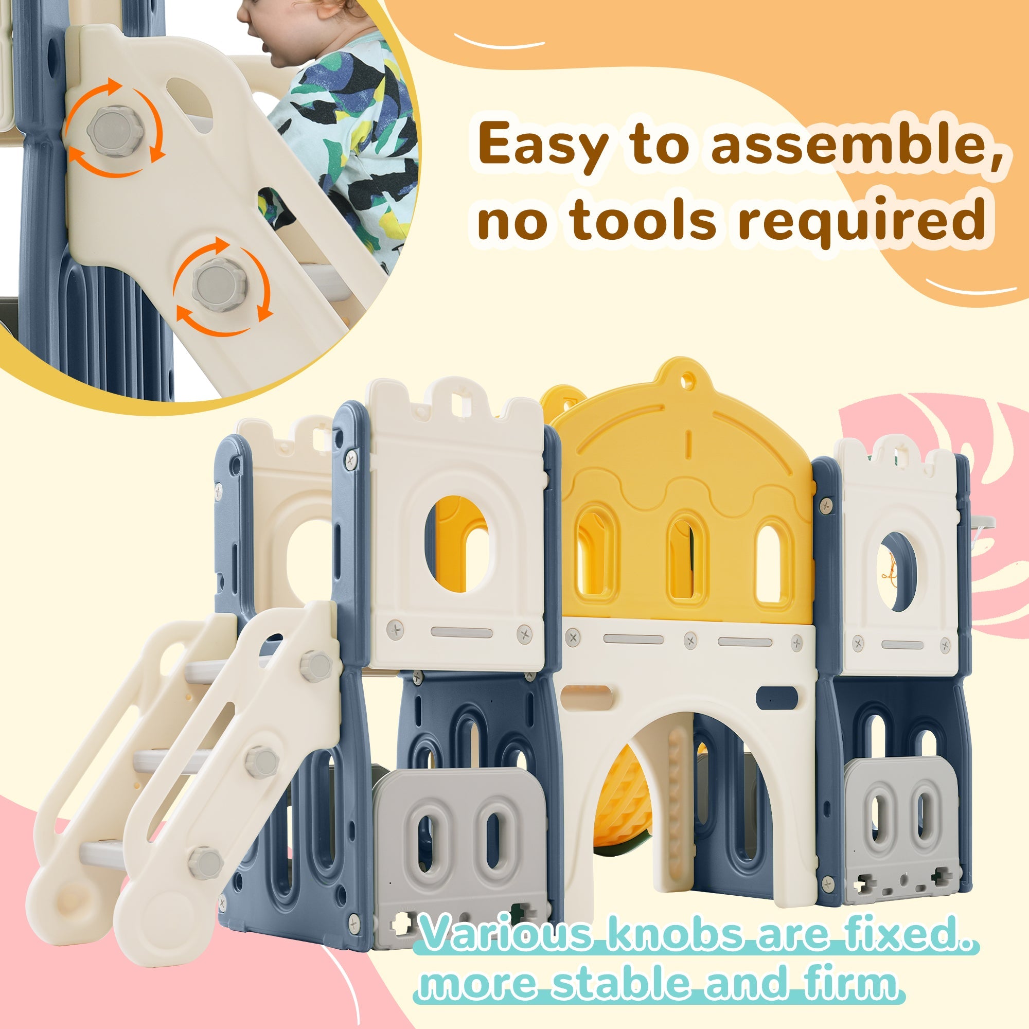 Logidon Castle Slide 6-in-1 Klimspeelgoed Blauw HDPE
