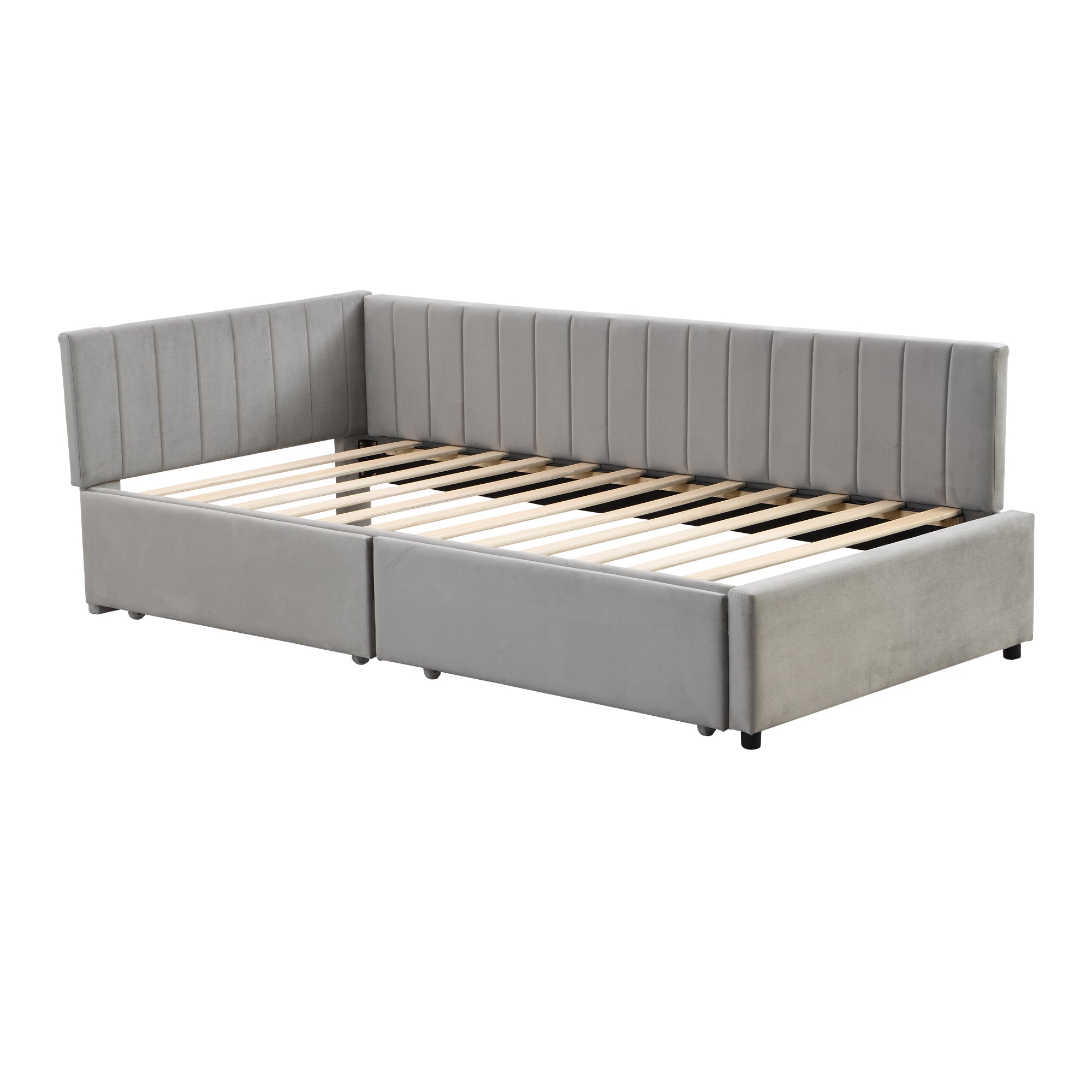 Logidon slaapbank 90x200 grijs met 2 grote opberglades