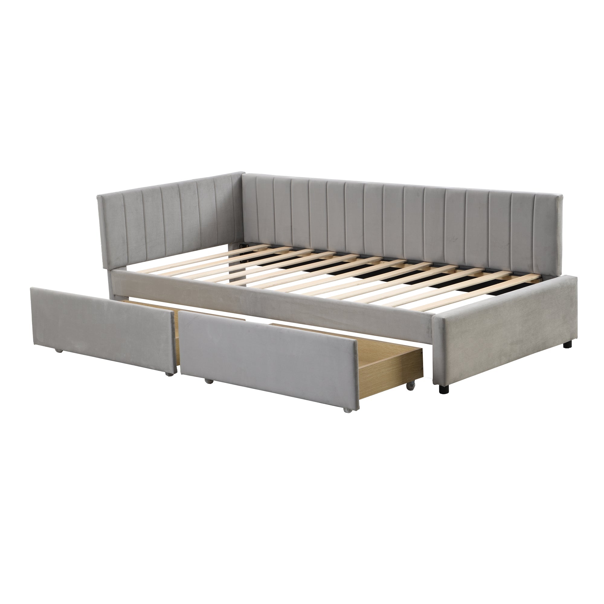 Logidon slaapbank 90x200 grijs met 2 grote opberglades