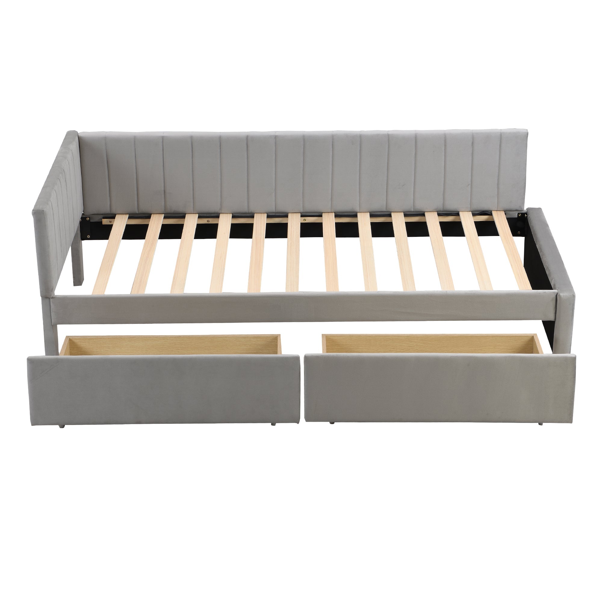 Logidon slaapbank 90x200 grijs met 2 grote opberglades