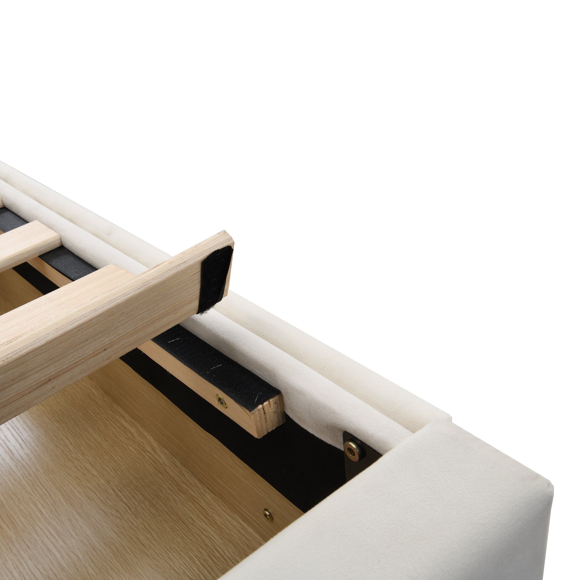 Logidon gestoffeerde slaapbank 90x200 beige met opberglades