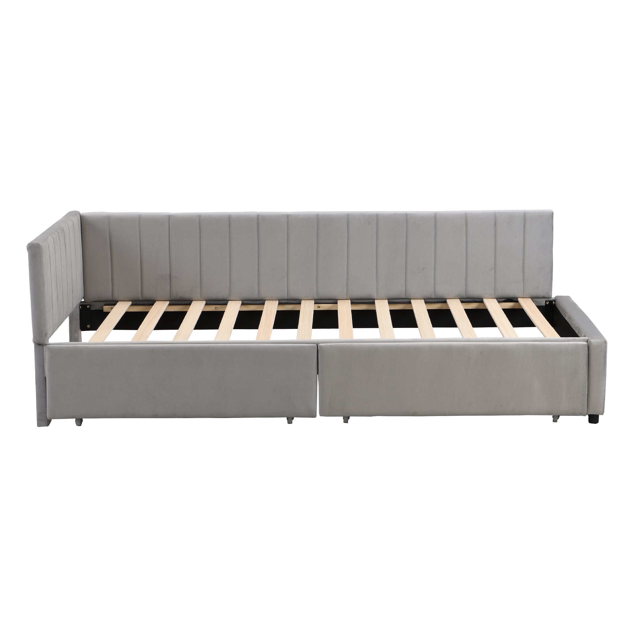 Logidon slaapbank 90x200 grijs met 2 grote opberglades