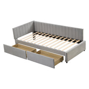 Logidon slaapbank 90x200 grijs met 2 grote opberglades
