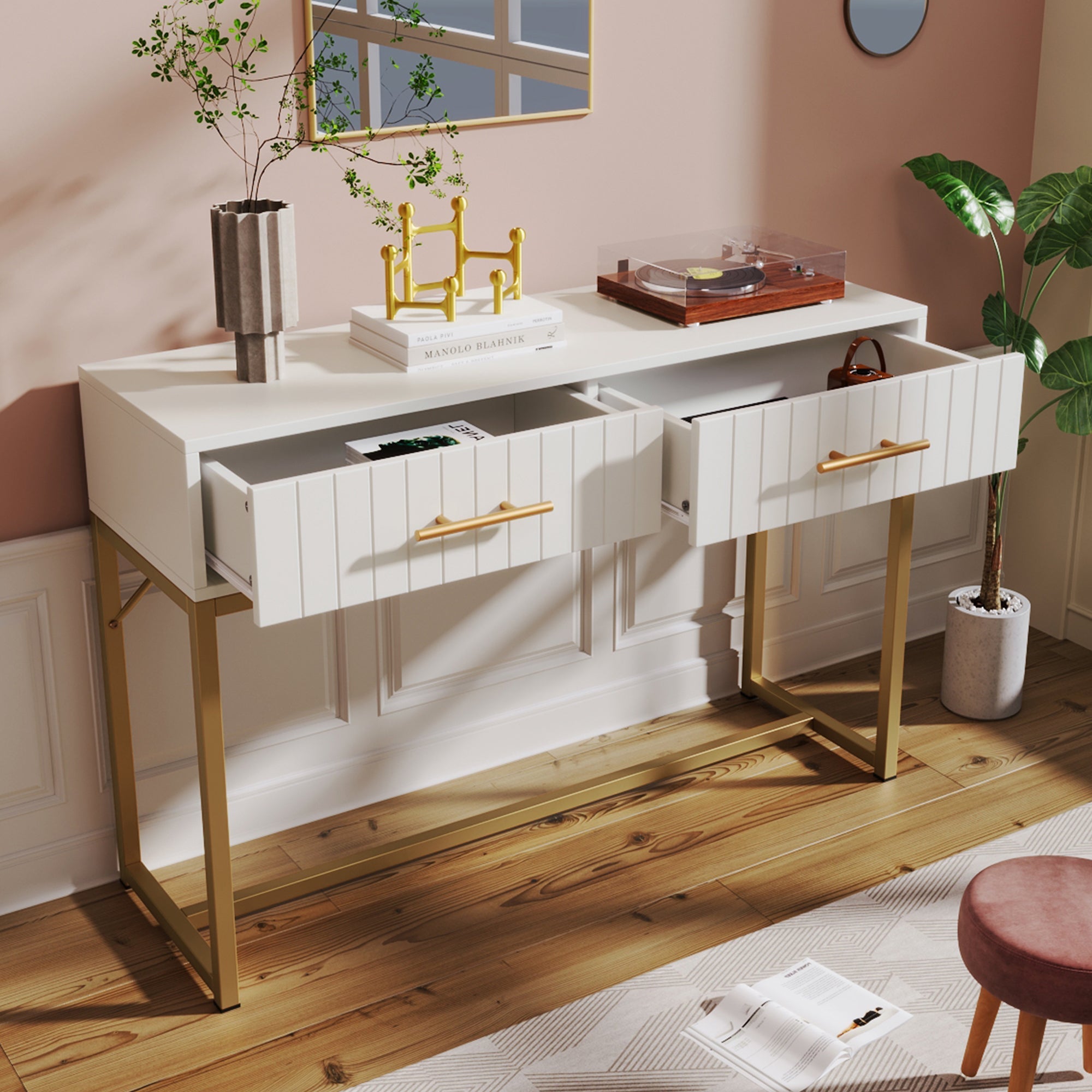 Logidon Kaptafel Met 2 Laden Wit H75 B100 D45