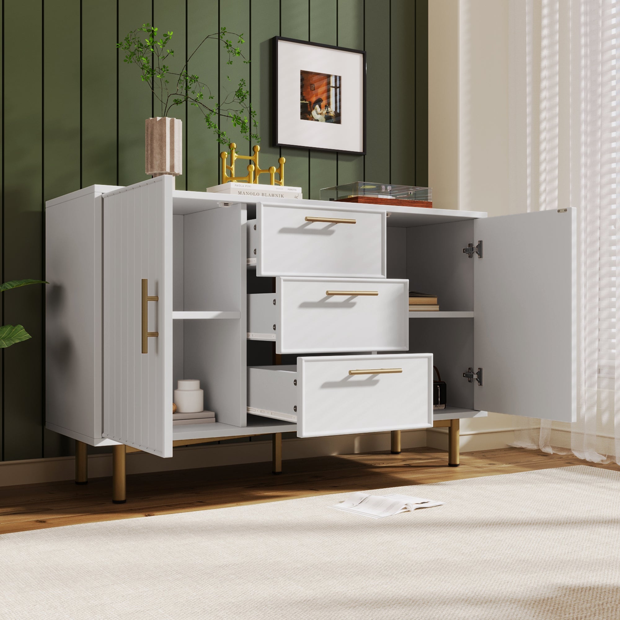 Logidon ladekast wit met 2 deuren verstelbare plank H75xB120xD40 cm