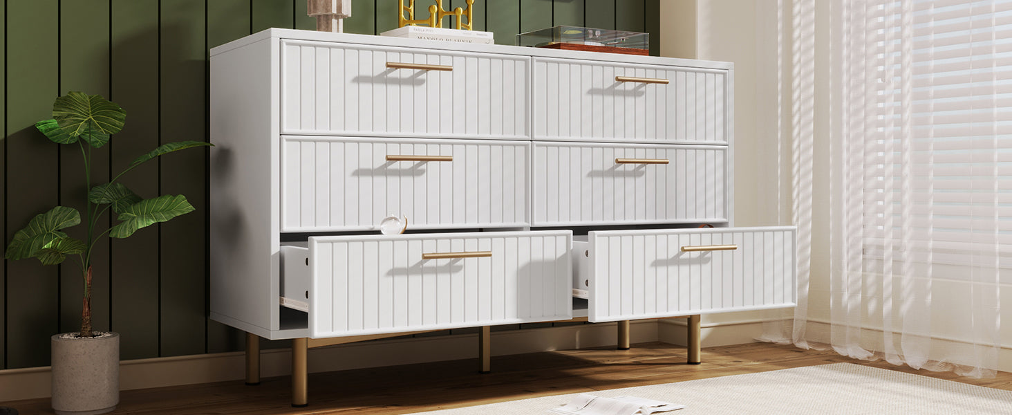 Logidon loading box with 6 drawers white 120x40x75 cm elegant chest of drawers