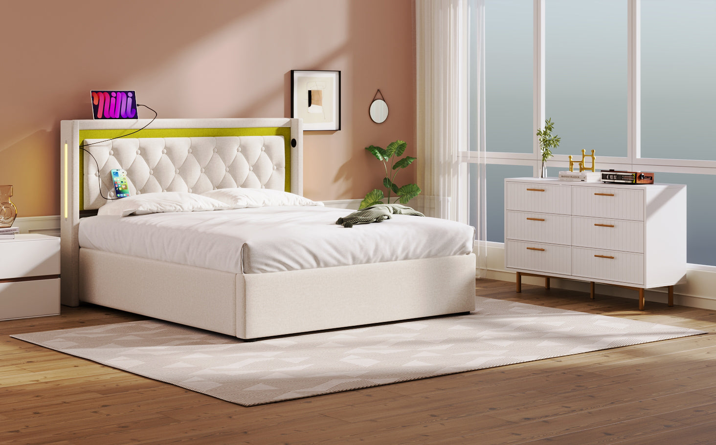 Logidon loading box with 6 drawers white 120x40x75 cm elegant chest of drawers