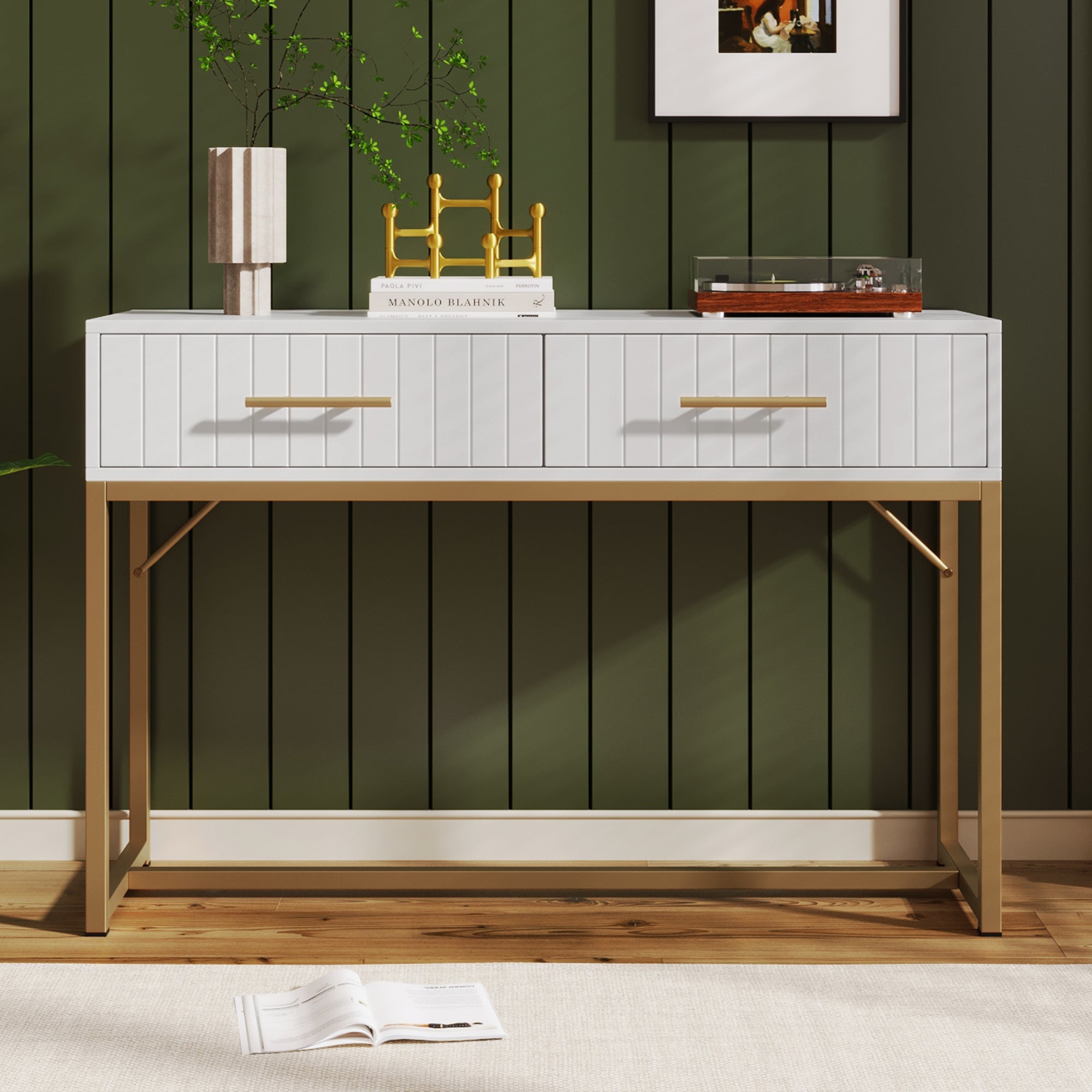 Logidon Kaptafel Met 2 Laden Wit H75 B100 D45