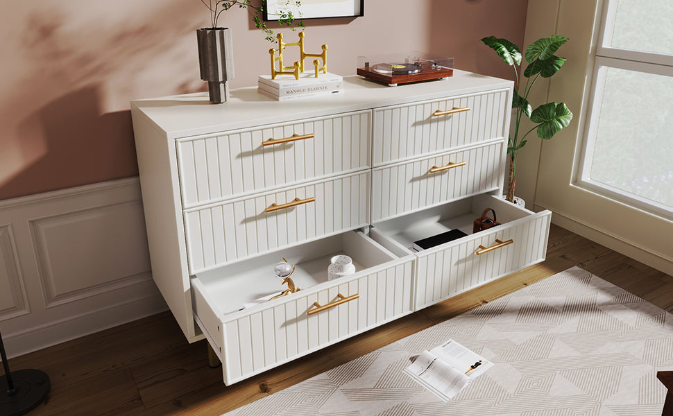 Logidon loading box with 6 drawers white 120x40x75 cm elegant chest of drawers