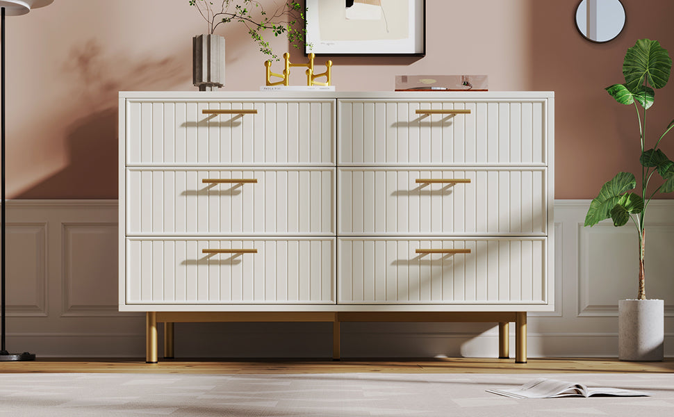 Logidon loading box with 6 drawers white 120x40x75 cm elegant chest of drawers