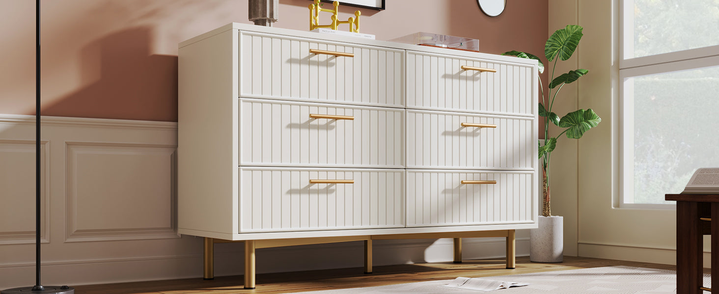Logidon loading box with 6 drawers white 120x40x75 cm elegant chest of drawers