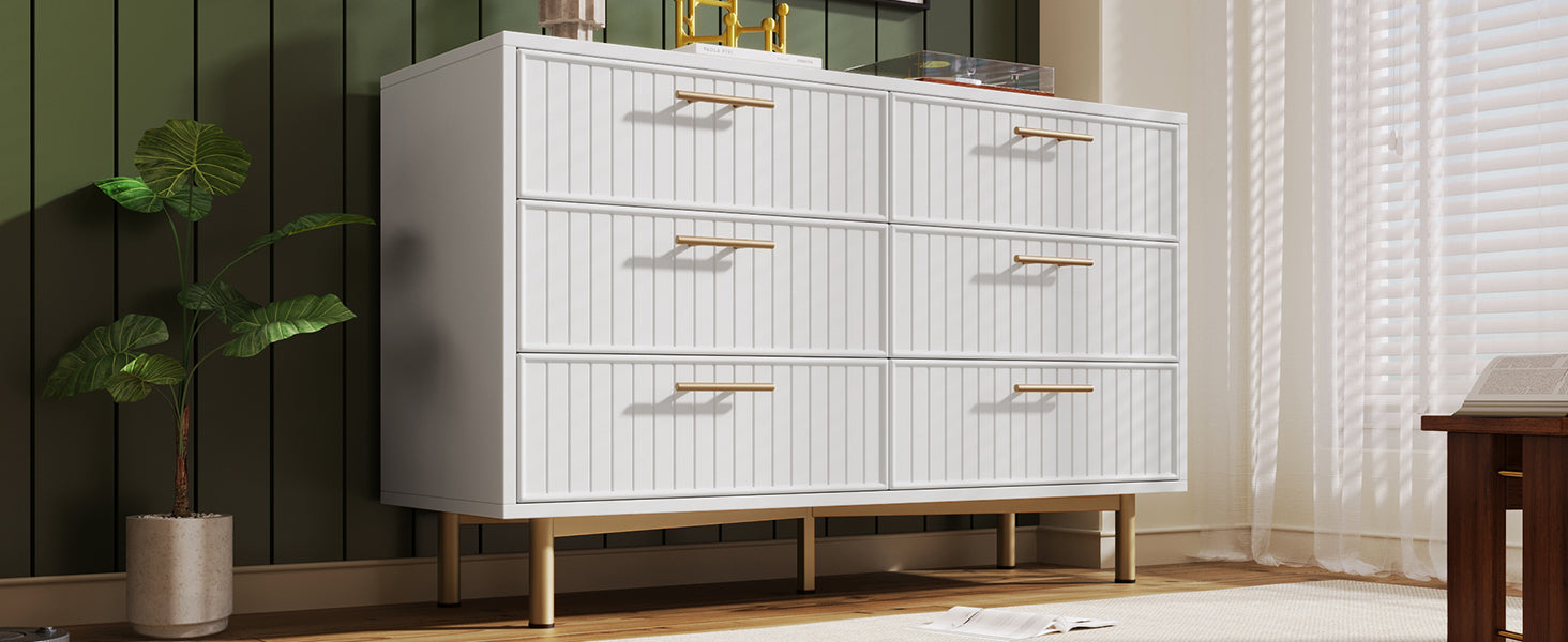 Logidon loading box with 6 drawers white 120x40x75 cm elegant chest of drawers