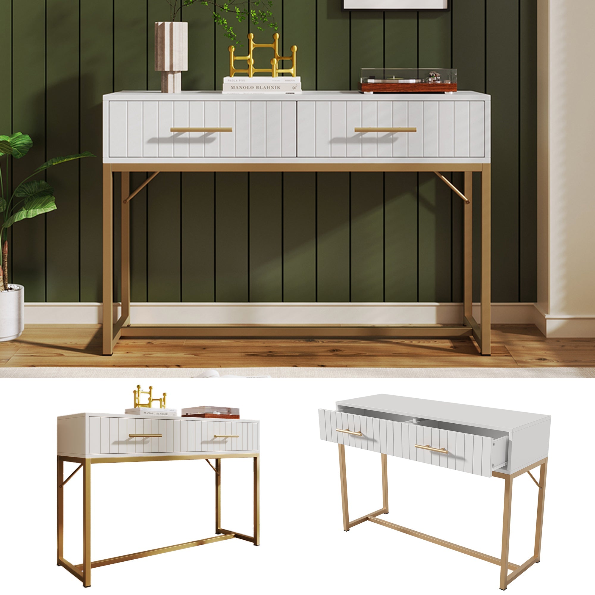 Logidon Kaptafel Met 2 Laden Wit H75 B100 D45
