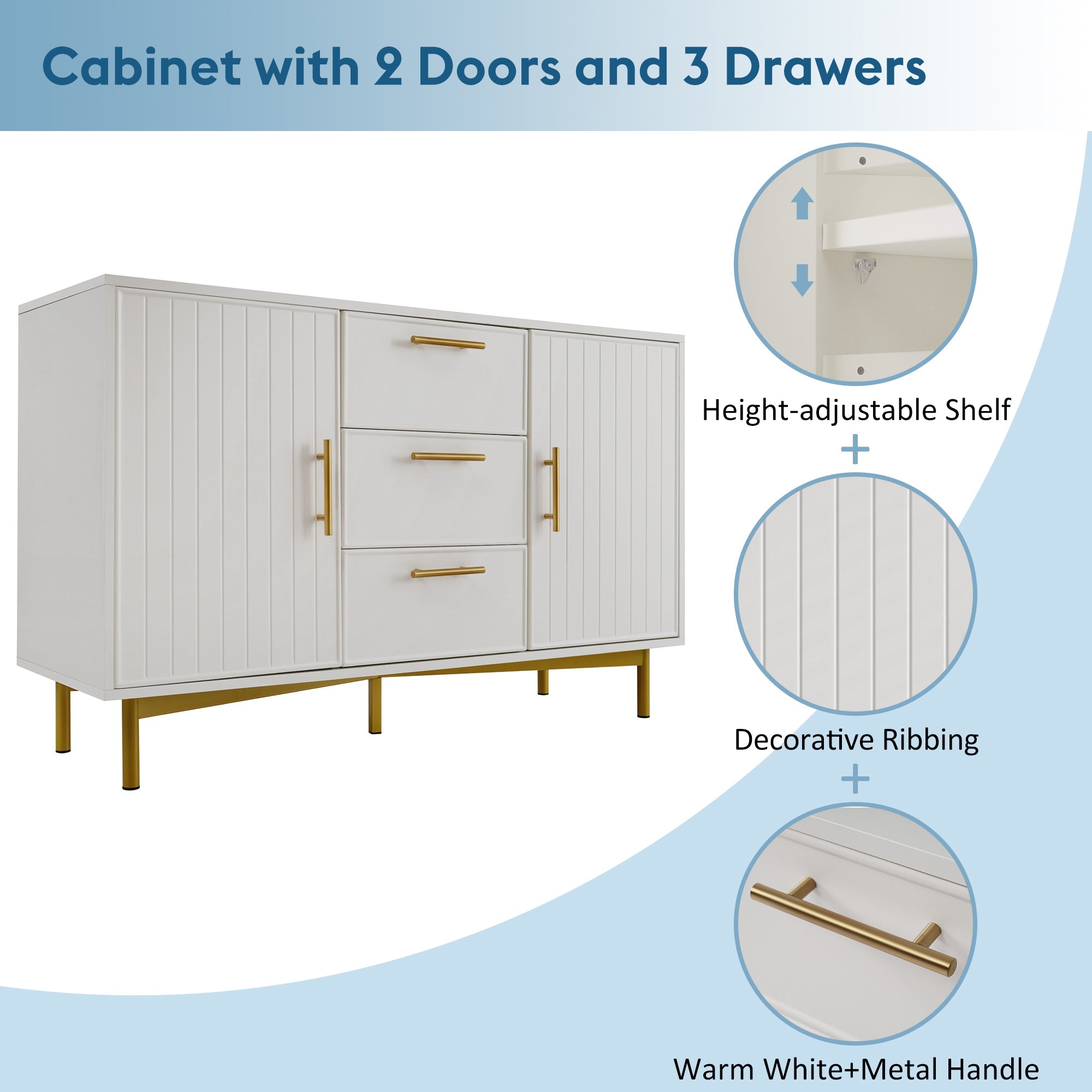 Logidon ladekast wit met 2 deuren verstelbare plank H75xB120xD40 cm