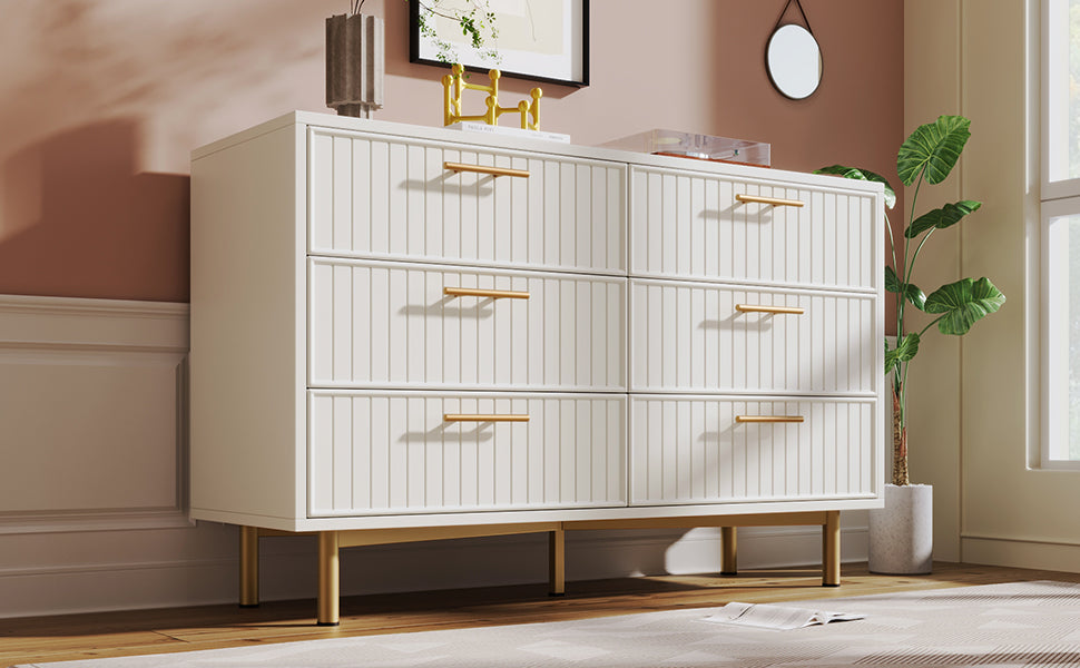 Logidon loading box with 6 drawers white 120x40x75 cm elegant chest of drawers