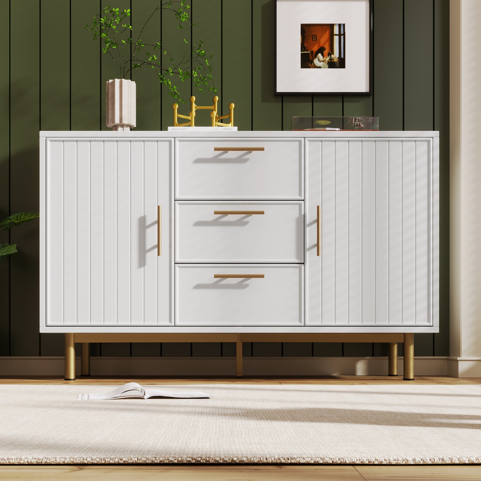 Logidon loading box with 6 drawers white 120x40x75 cm elegant chest of drawers