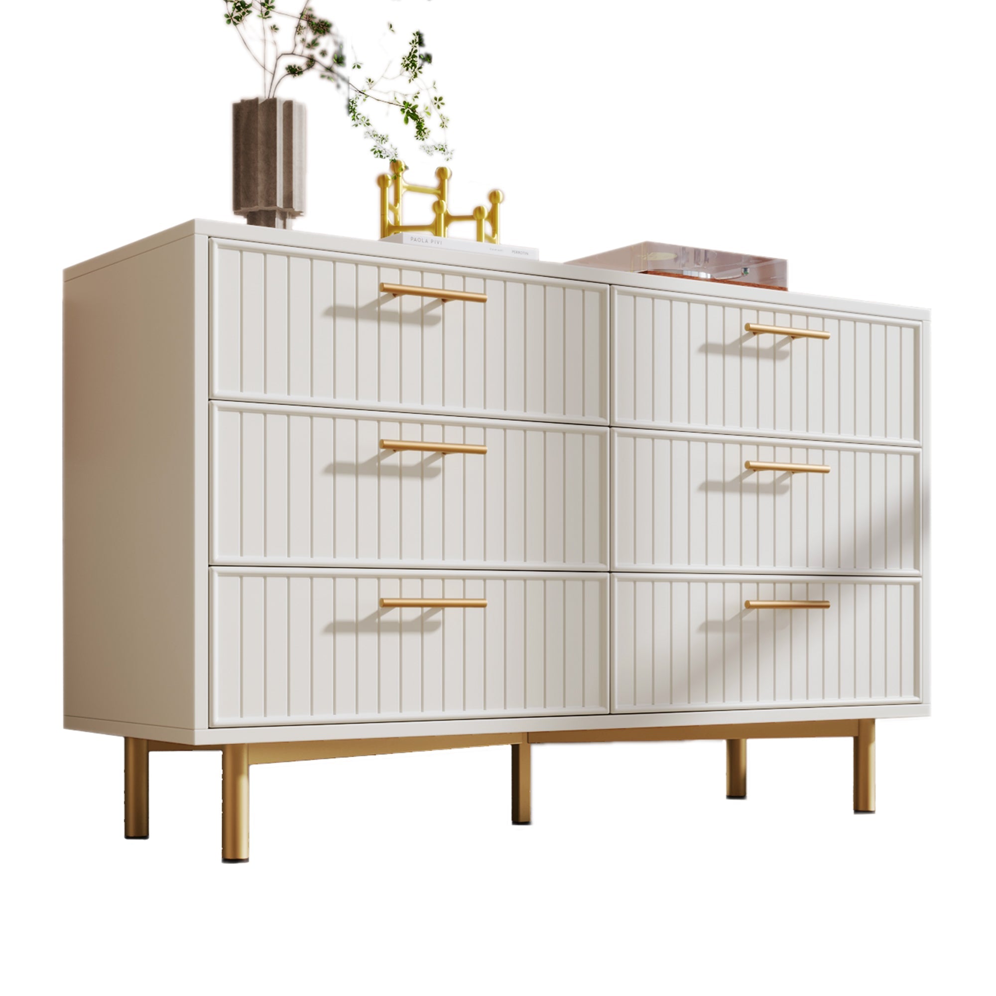 Logidon loading box with 6 drawers white 120x40x75 cm elegant chest of drawers