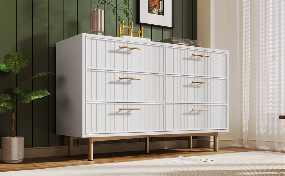 Logidon loading box with 6 drawers white 120x40x75 cm elegant chest of drawers