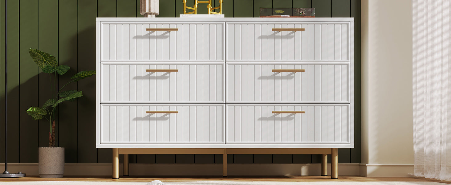 Logidon loading box with 6 drawers white 120x40x75 cm elegant chest of drawers