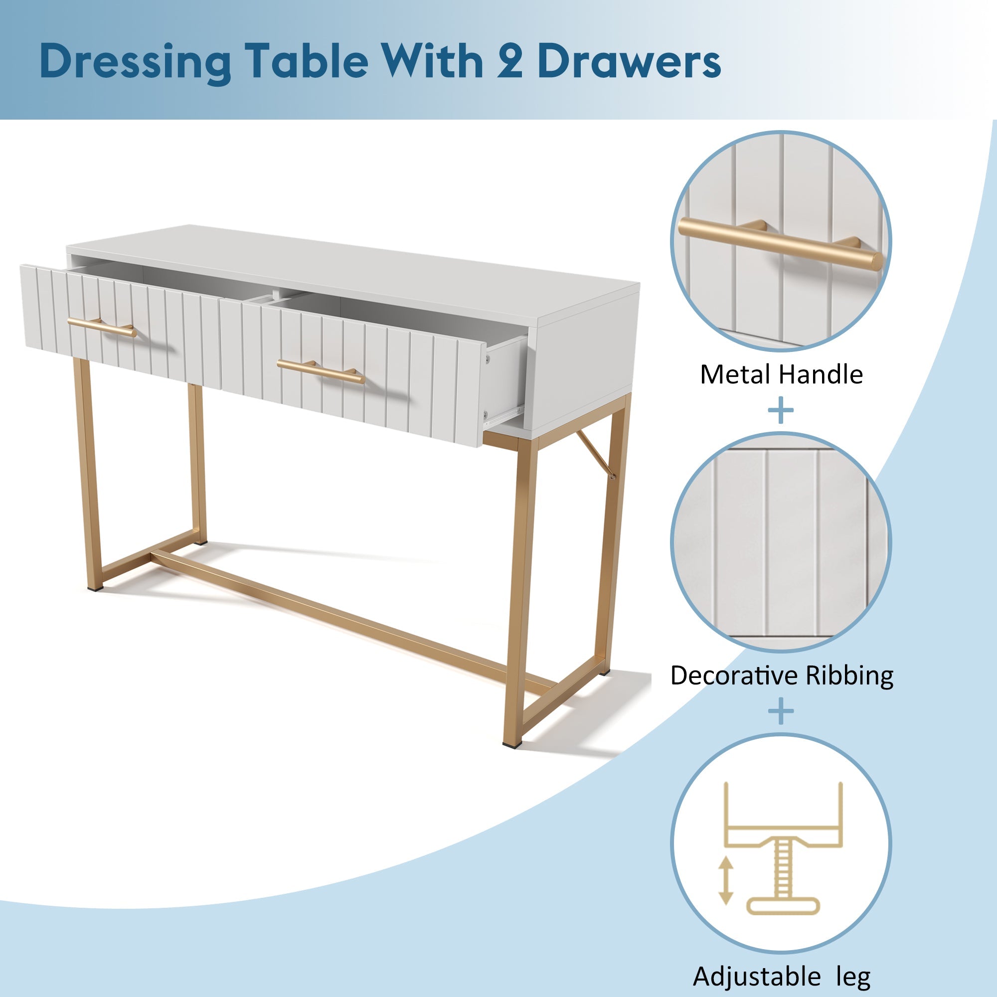 Logidon Kaptafel Met 2 Laden Wit H75 B100 D45