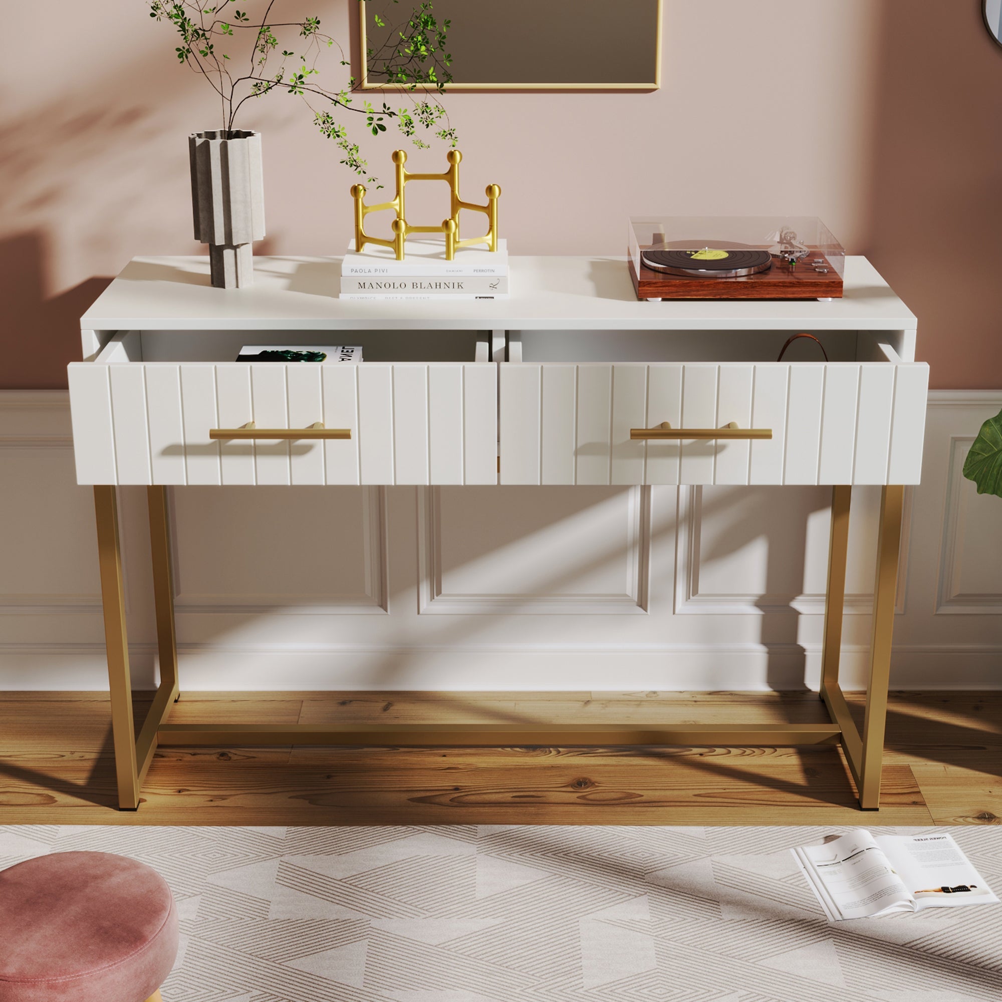 Logidon Kaptafel Met 2 Laden Wit H75 B100 D45