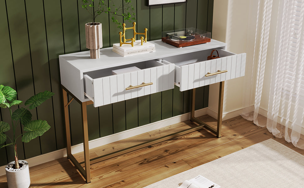 Logidon Kaptafel Met 2 Laden Wit H75 B100 D45