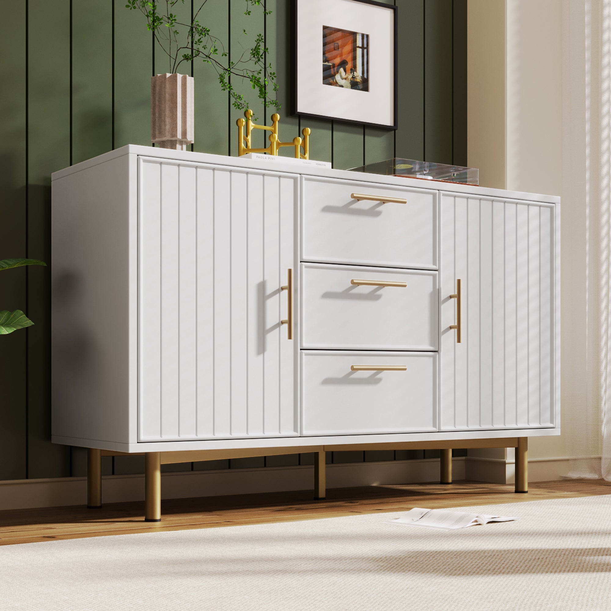 Logidon ladekast wit met 2 deuren verstelbare plank H75xB120xD40 cm
